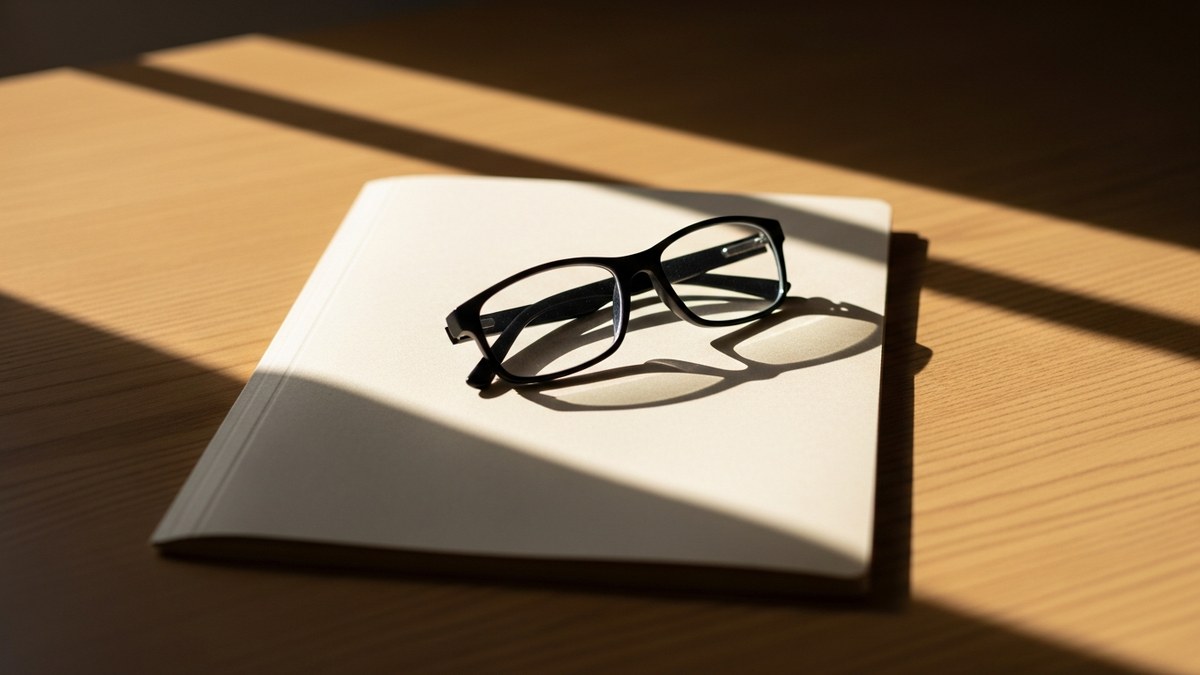 Smooth wooden desk with reading glasses on a closed plain folder — Australian inflation Q1 CPI preview ahead of the RBA May rate decision.